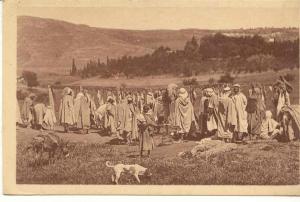 928. Algérie, Kabylie. Boucherie en plein air sur un marché. Prouho Hussein-dey.