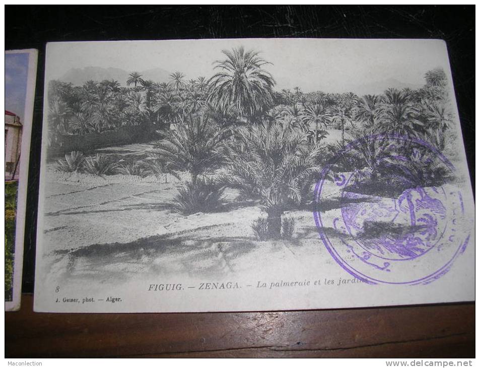 Maroc Figuig Zenaga4km de Beni Ounif.Interessant tampon marocainUne habitation locale ,un palmier ...Miltaire ? Civil