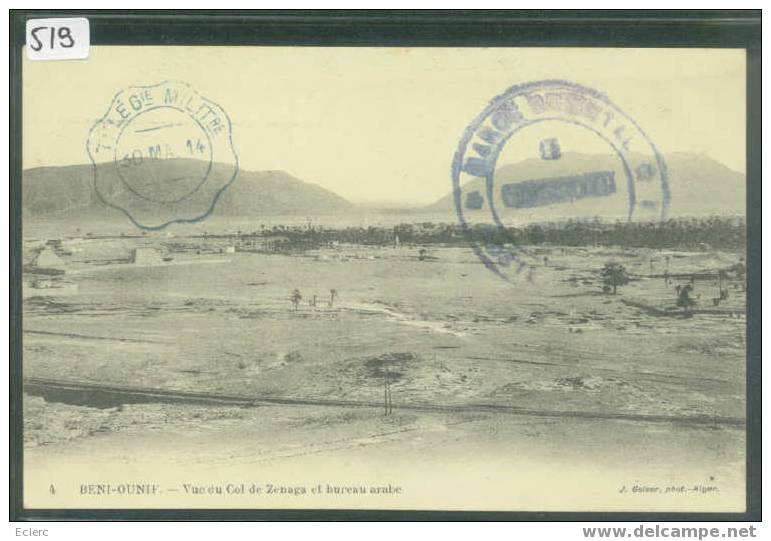 ALGERIE - beni ounif - col de zenaga - ( tampon de la poste militaire de Nekhila, Maroc ) voir image - TTB