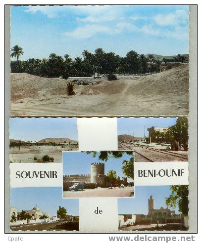 CPSM DENTELEE FORMAT CPA BENI-OUNIF  MULTIVUES ET PALMERAIE DANS LE KSAR