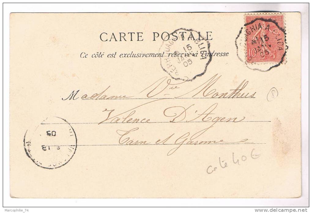 FRANCE 10C LIGNEE CONVOYEUR BERROUAGHIA A BKIDA 15 JANV 1905 CP MEDEA COTE 40�