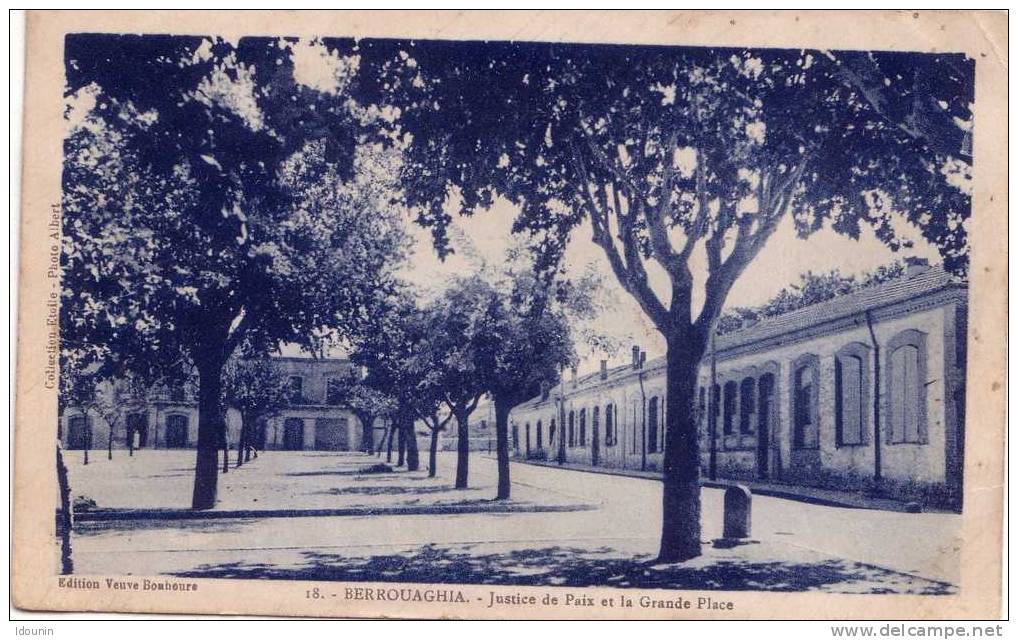 CPA Bleue Algérie  18- BERROUAGHIA (Alger)Justice de Paix et la Grande Place