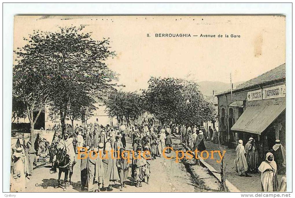ALGERIE - BERROUAGHIA - Avenue de la Gare - Dos Scané