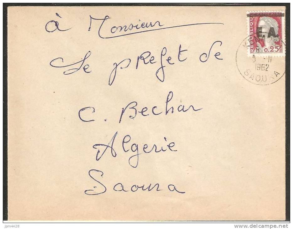 Algérie Plis  de KENADSA  oblitération 0 novembre 1962 affranchissement  avec Decaris surcharge manuelle