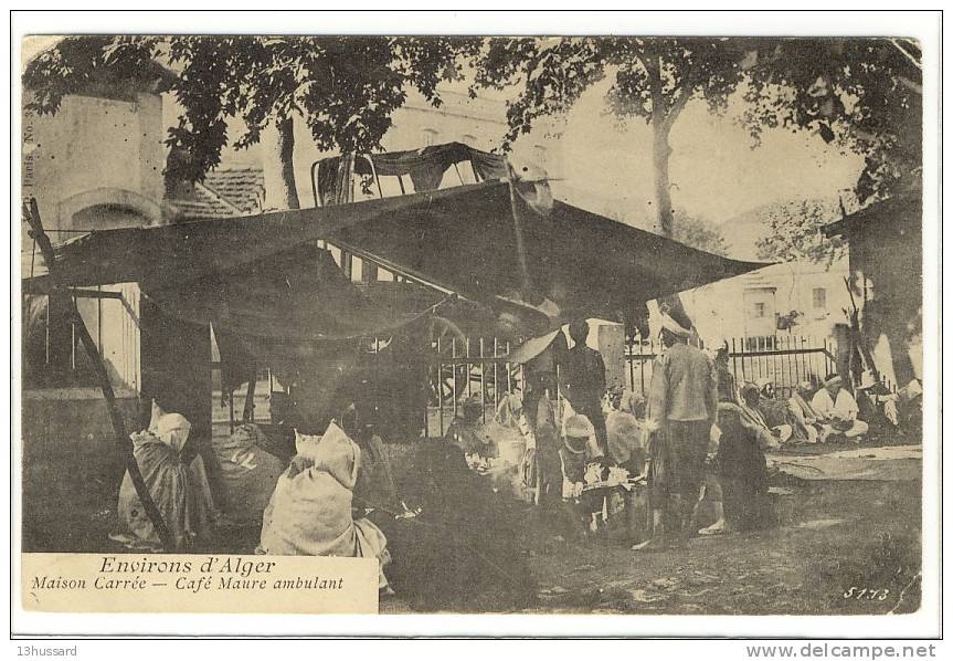 Carte Postale Ancienne Algérie - Maison Carrée (El Harrach). Café Maure ambulant