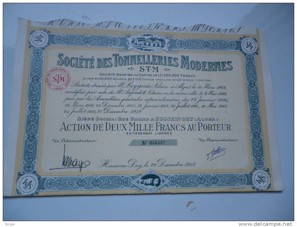 TONNELLERIE MODERNES (1959)HUSSEIN DEY- ALGERIE