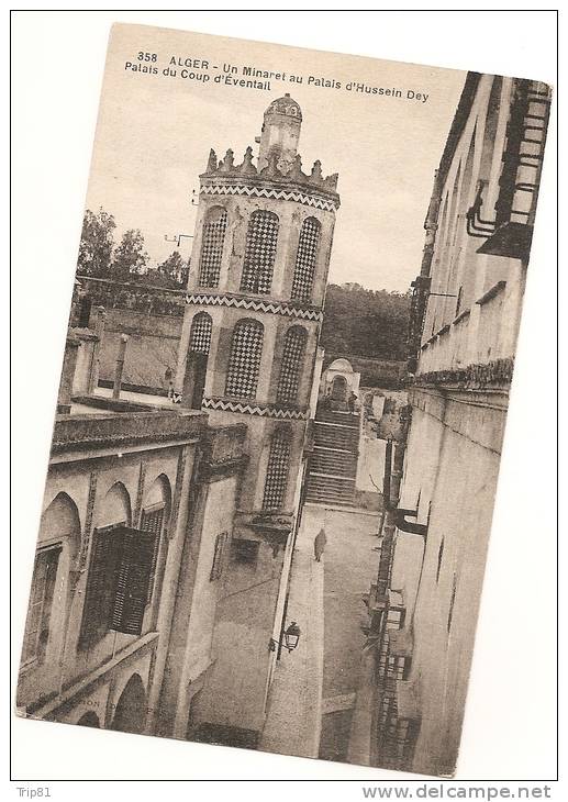 CPA Algeria - Alger - Un Minaret au Palais d´Hussein Dey Palais du Coup d´Éventail