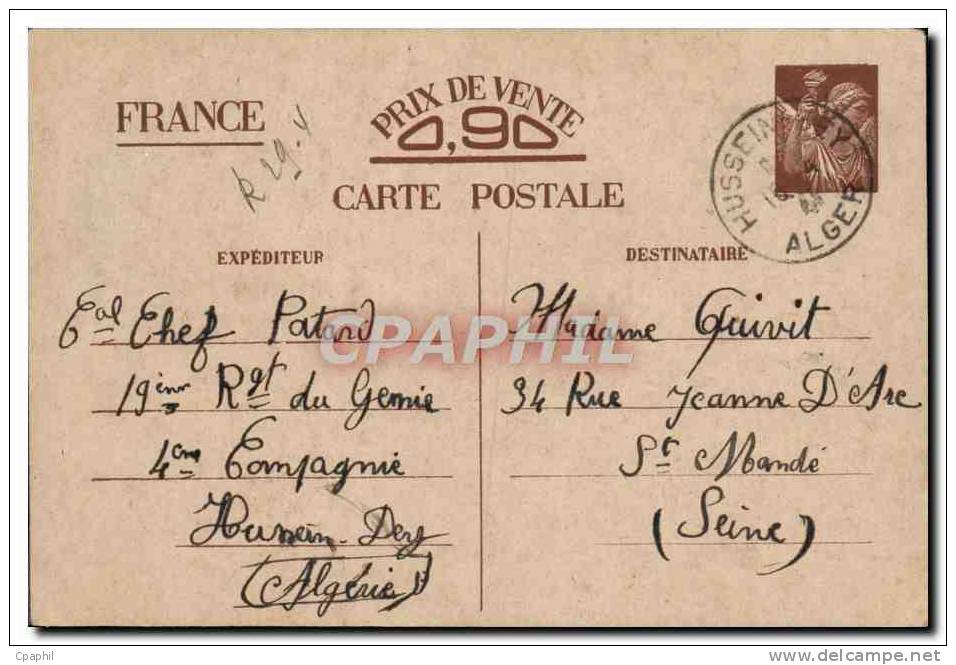 Carte de Franchise Militaire Hussein Dey Algerie 1944 pour Mr Gu