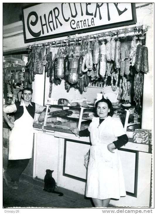 GRANDE PHOTO D' UNE CHARCUTERIE EN ALGERIE EN 1959. HUSSEIN -DEY...?