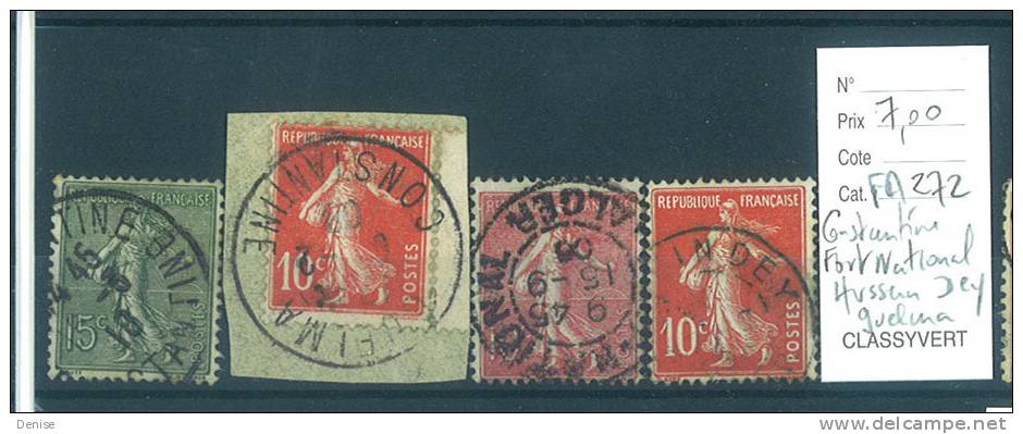 France Type Semeuse  oblitérés Constantine, Fort National,Hussein Dey , Guelma ,Algérie