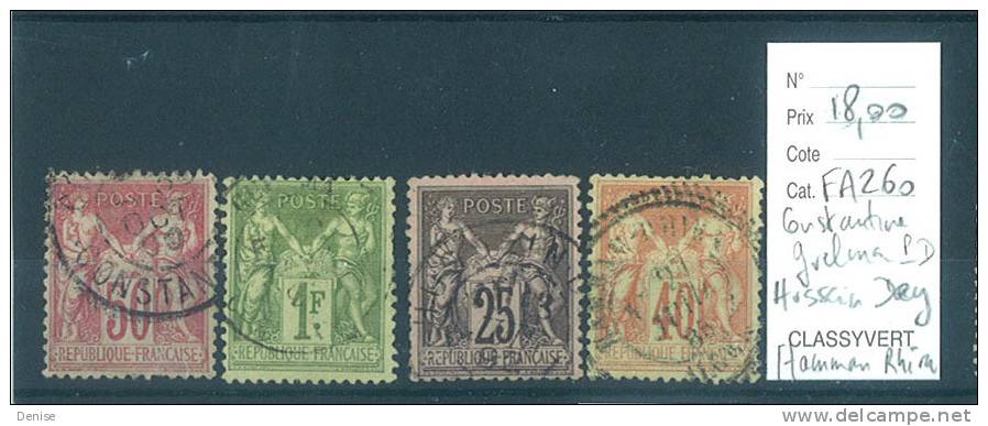 France Type Sage oblitérés Constantine , Guelma ,Hussein Dey, Hamman Rhira ,Algérie