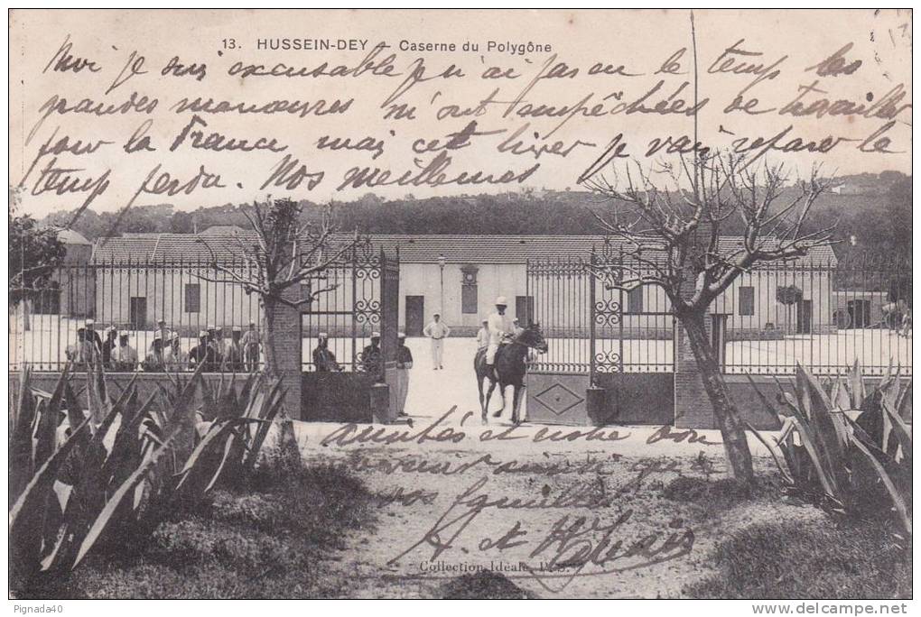 cp , ALGÉRIE , HUSSEIN-DEY , Caserne du Polygône