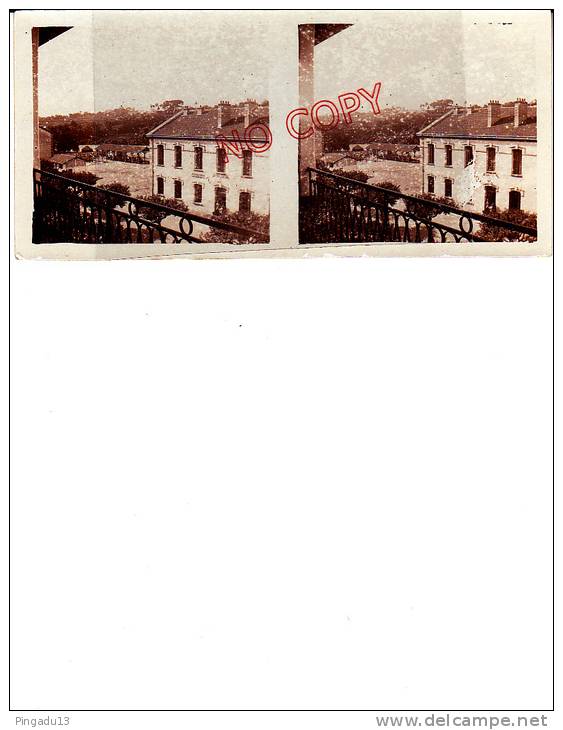 Photo stéréoscopique Algérie Hussein Dey Cour et infirmerie 45 ème génie