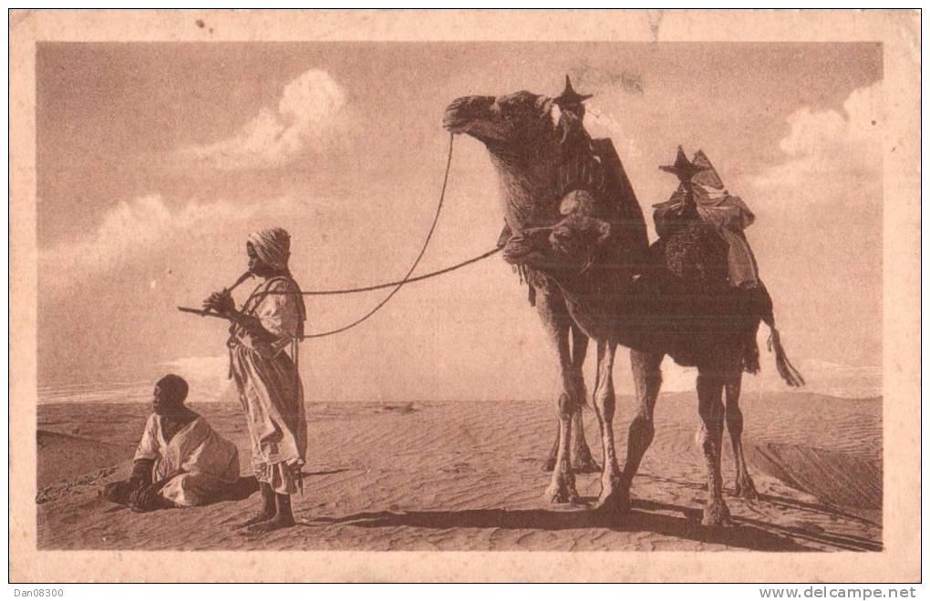 TUNISIE LA MUSIQUE AU DESERT ANIMEE R. PROUHO HUSSEIN DEY MEDAILLE D'OR GRENOBLE 1925 PAS CIRCULEE