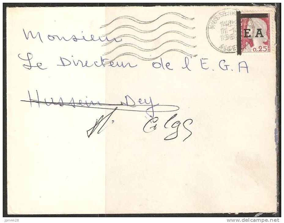Algérie Surcharge EA typographique sur timbre  Decaris oblitération  Hussein-Dey 1962 département d´Alger