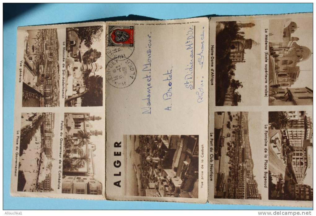 30/12/1949 lettre de Hussein-dey Alger + mini cartes postales multi vues pour Saint Didier au mont d'or Rhone 69