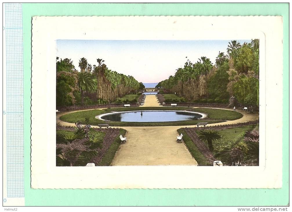 MEA108 ALGÉRIE  ALGER -  Jardin d'Essai  fontaine bancs verdure (voir description 2scan) rare écrite 1958 HUSSEIN DEY