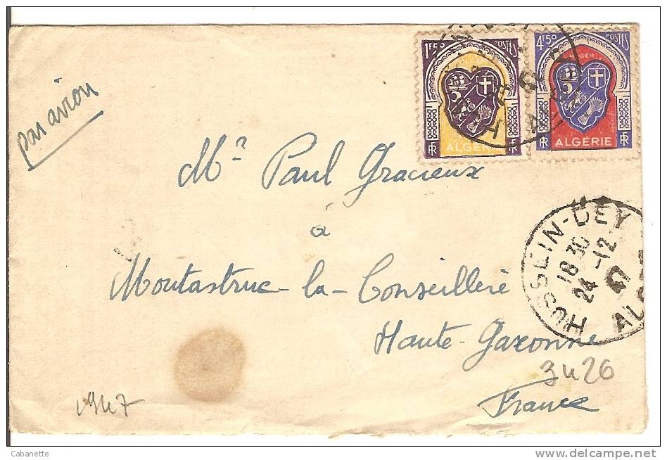 Lettre de HUSSEIN DEY ALGER 1947
