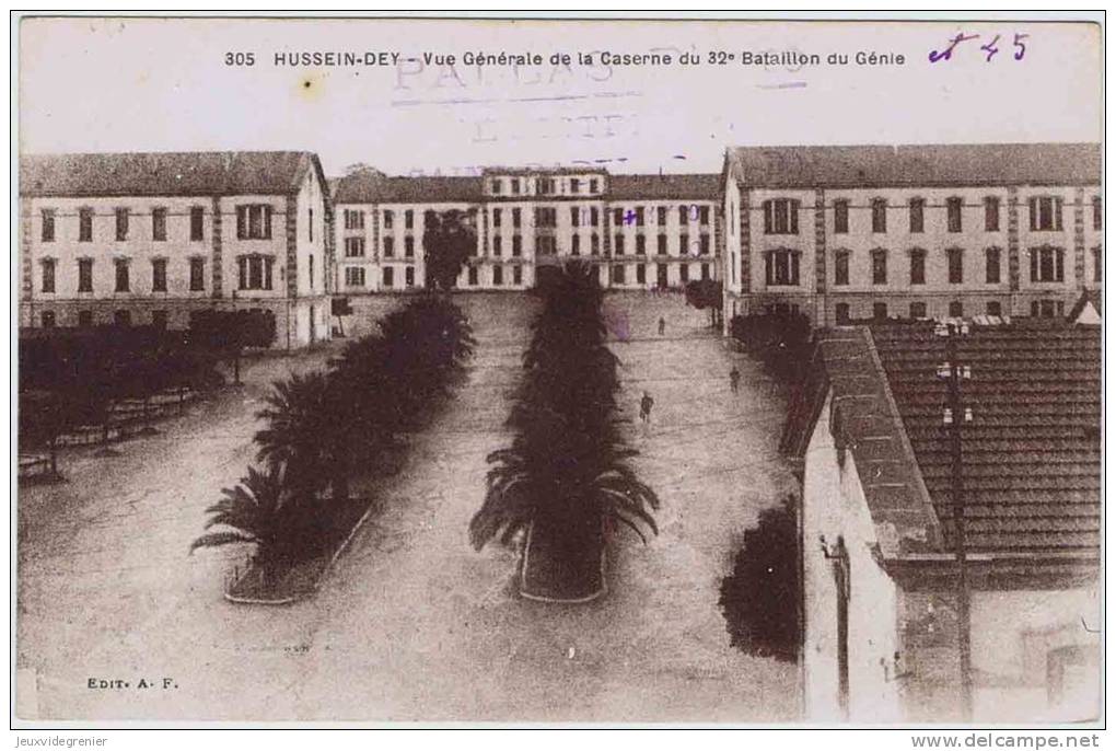19?? -  HUSSEIN DEY- Caserne Lemercier - 32ème Bataillon du Génie 4, 5 et 6ème Compagnies - Animation - RARE et SUPERBE