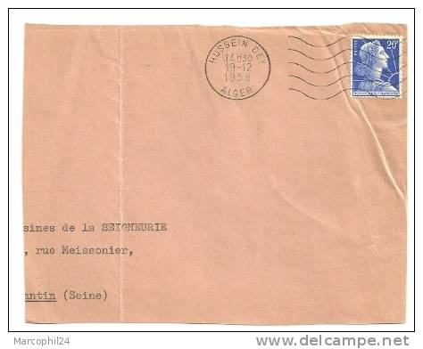 ALGERIE = ALGER HUSSEIN DEY 1958 = FLAMME à DROITE = SECAP  ´5 lignes ondulées ´ sur MARIANNE de MULLER