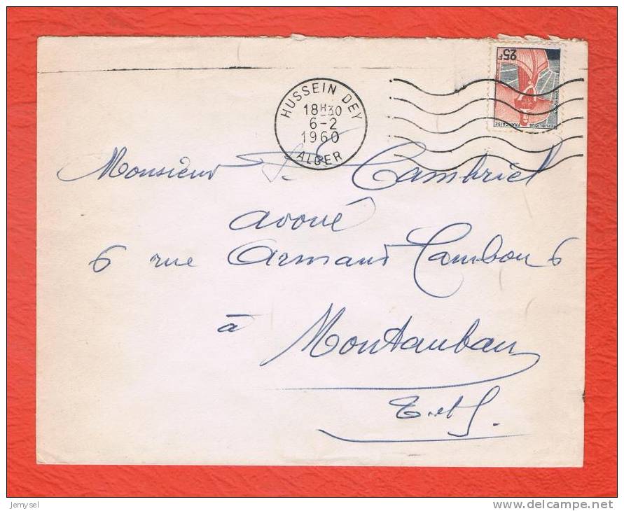 Timbre à date HUSSEIN DEY 1960 ALGER -Timbre Marianne à la Nef