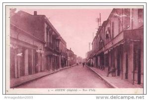L16 / ALGERIE RARE CPA ARZEW RUE D'ISLY ANIME