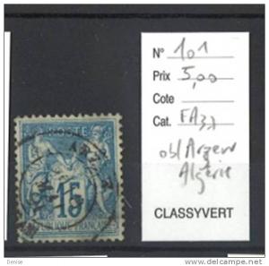 France Yvert  101  Sage oblitéré Arzew Algérie