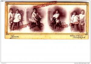 Algérie rare CDV Mosaïque montage Zenou Rue d´Arzew Oran enfant jouet cheval tricycle