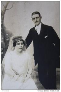 1919 Photographie/carte postaleCouple mariésOran Ex colonie française-photographe Henri Rio Salado rue d'Arzew à Oran