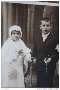 Photographie/carte postaleCommuniants Oran Ex colonie française-photographe Henri Rio Salado rue d'Arzew à Oran