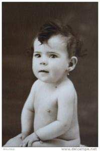 Photographie CPbébé à la houppette tombante  Oran Ex colonie française-photographe Henri Rio Salado rue d'Arzew à Oran