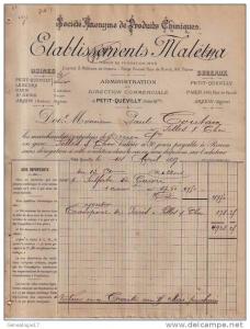 76 - 429 PETIT QUEVILLY 1897 Produits Chimiques MALETTRA usine à LESCURE CAEN SAINT DENIS & ARZEW ( saline ) ALGERIE