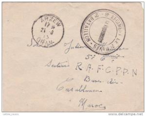1915 Lettre FM  8è REGIMENT DE ZOUAVES 2e BATAILLON  ARZEW ORAN ALGERIE pour le Maroc