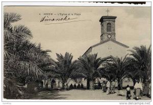 ALGERIE  ARZEW  L EGLISE ET LA PLACE