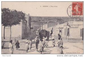 ALGERIE.ARZEW.RUE D ESLY ATTELAGE ET REGIE FRANCAISE PAPIERS TIMBRES état plie en dessous le timbre