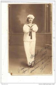 14697 carte photo femme travestie en marin .  ! état ! Photo-mondiale , 25 rue d´arzew ; Oran -mayol 1931