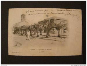 CPA ALGERIE-Arzew-L'église et le Marché