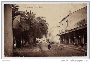 cpa ARZEW rue denfert - salon de coiffure -n°8 -tampon tirailleurs indigenes