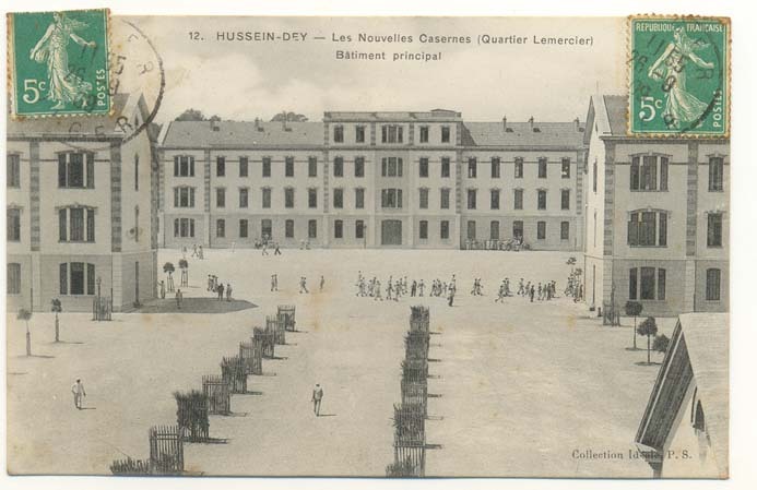 * CPA * ALGER * HUSSEIN-DEY * LES  NOUVELLES CASERNES/QUARTIER LEMERCIER * BATIMENT PRINCIPAL * 1909 *