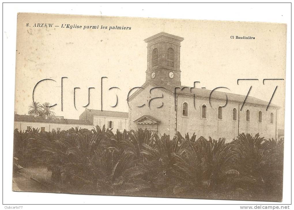 Arzew (Algérie)  L'église dans les palmiers en 1920.