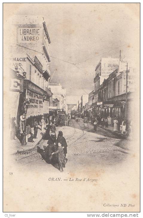 CPA  ALGERIE  ORAN  Rue d' ARZEW  Commerces animation