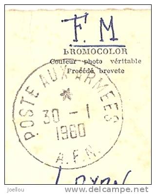 Cachet Franchise Militaire sur carte d'Arzew Postes aux Armées 1960 Cachet Bleu SP 88720 AFN