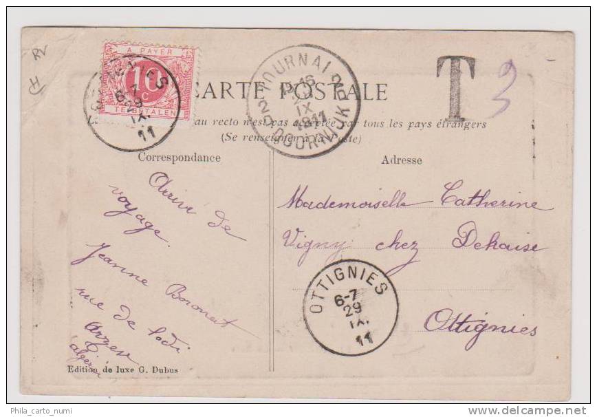 Carte Postale de ARZEW ( La Baie) + Taxe de 10c pour Ottignies  1911