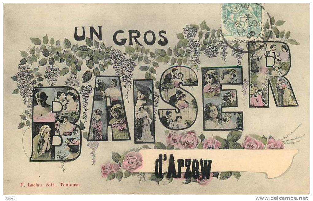 ALGERIE - ARZEW - UN GROS BAISER - LETTRES AVEC FEMMES