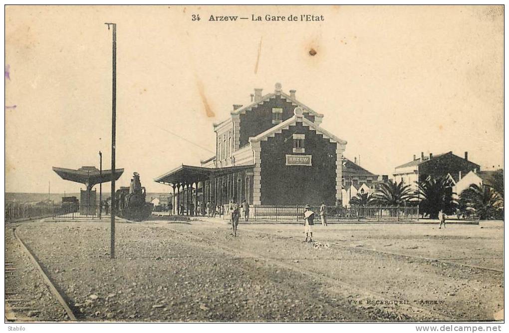 ALGERIE - ARZEW - LA GARE DE CHEMIN DE FER DE L'ETAT - TRAIN