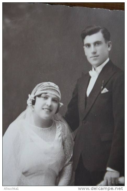 1939 Photographie/carte postaleCouple mariésOran Ex colonie française-photographe Henri Rio Salado rue d'Arzew à Oran