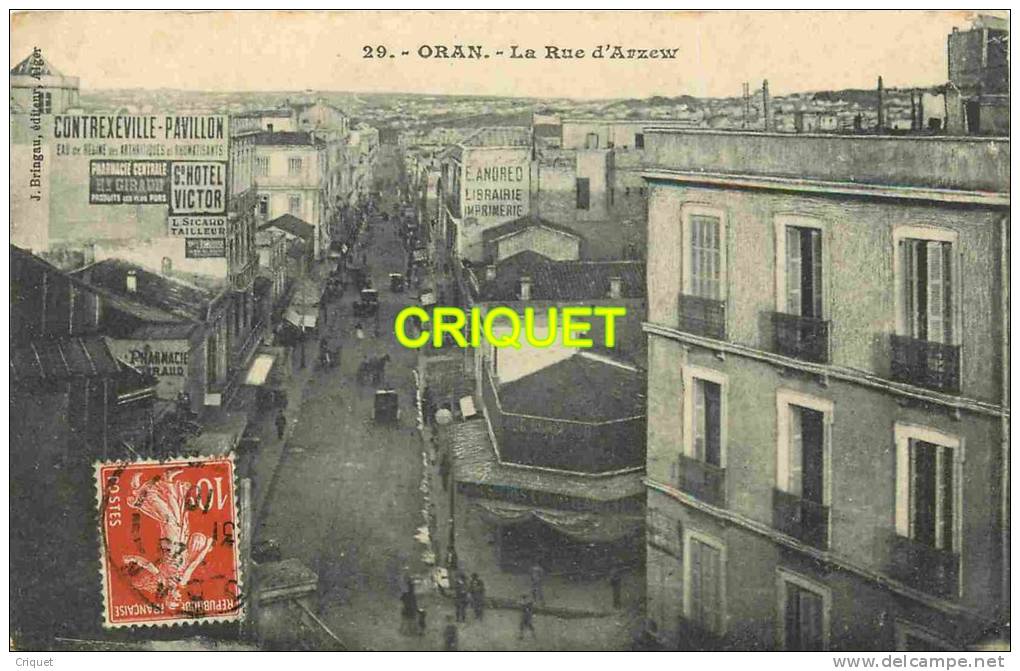 cpa Oran, la Rue d'Arzew, éd Bringau 29