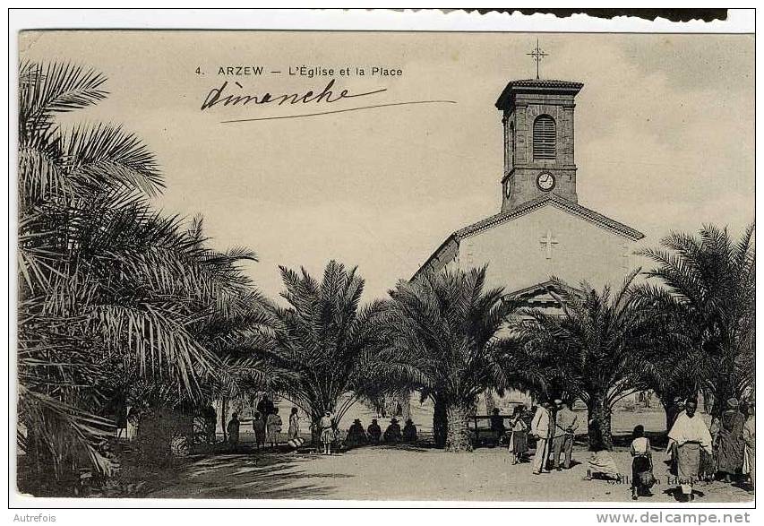 ALGERIE  ARZEW  L EGLISE ET LA PLACE