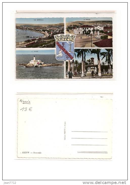 AK/PC/CPA/ALGERIE/ARZEW/M ULTI  VUES/LA POSTE/PLACE D ISLY/LE PHARE/TTB