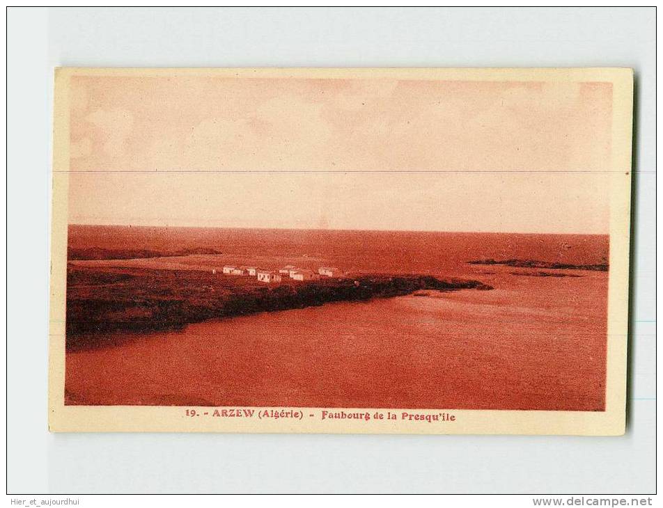 393 )  ARZEW. Faubourg de la Presqu'Ile  . (2 Scans) .Année 19** . Édit./Phot ALBERT  .Exp/Dest